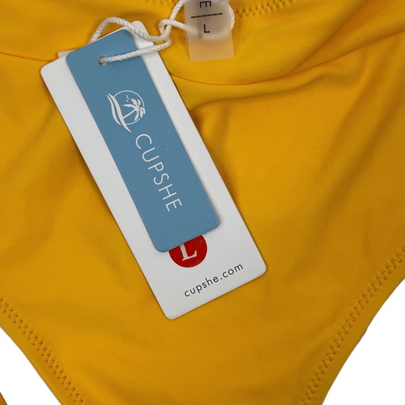 Cupshe 2 Piece Bikini Bottoms NWT Top NWOT Yellow - Orange Size Large - Picture 2 of 7